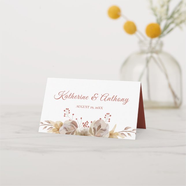 Mesa Cartão de Local de Casamento Floral Mínimo Boho (Verso)