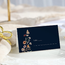 Mesa Cartão de Local de Casamento Navy Blue Boho Chic