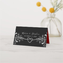Mesa Cartão de Local de Casamento Preto Elegante Vintag