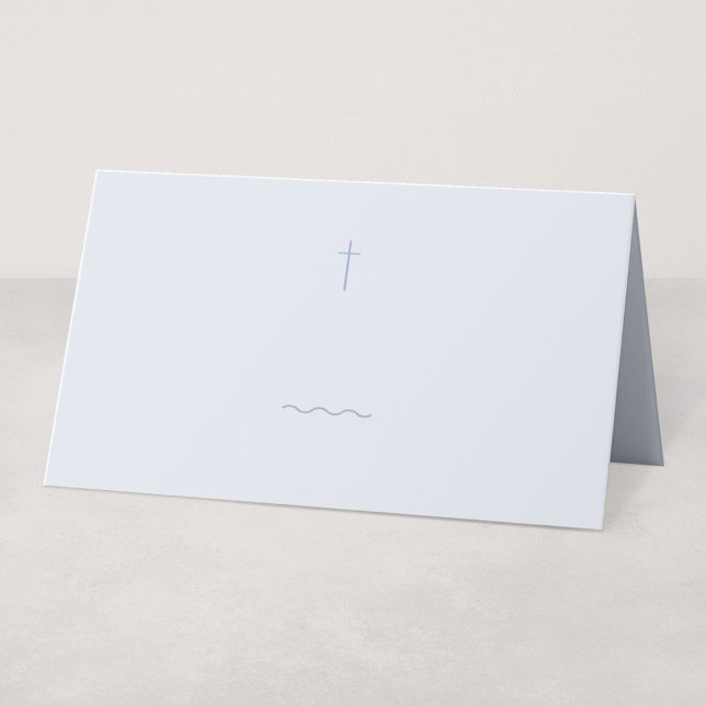 Mesa Cartão de Local de Celebração Religiosa Grace Blue (Grace | Blue - Folded Buffet or Place Card for Handwriting)