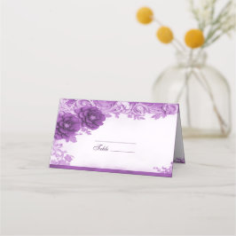 Mesa Cartão de Local de Flores Roxas