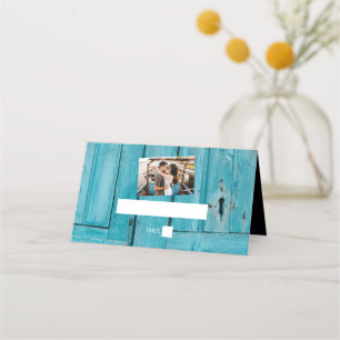 Mesa Cartão de Local de Foto para Casamento Rustic Blu