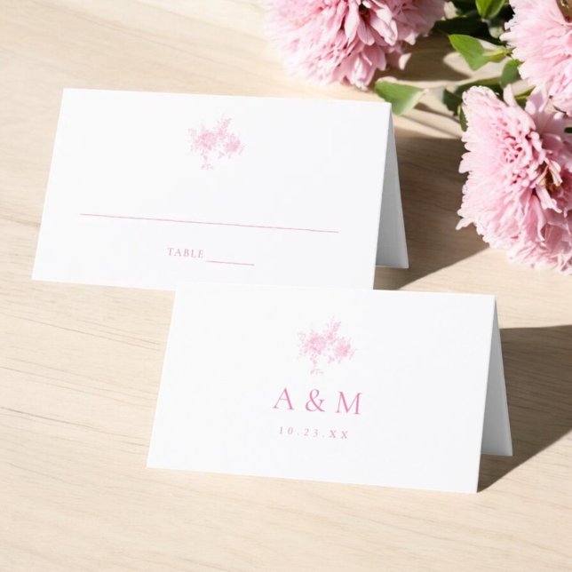 Mesa Cartão de Local Dobrado De Casamento Floral Rosa V (Criador carregado)