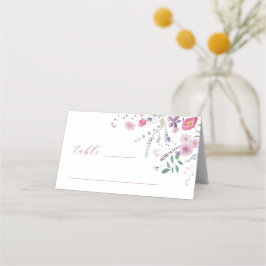 Mesa Cartão de Local Dobrado de Flores Selvagens Batism