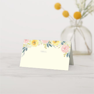 Mesa Cartão de Local Dobrado Floral Amarelo