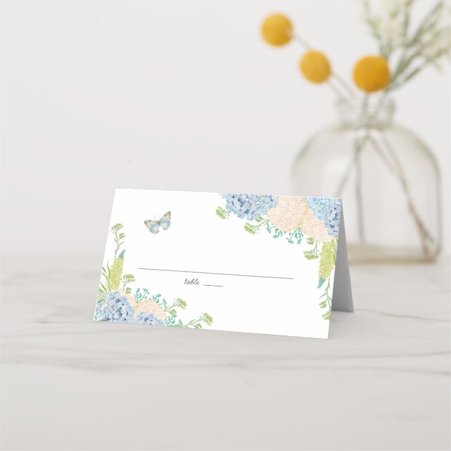 Mesa Cartão de Local Dobrado para Hydrangea Azul Elegan (Frente)