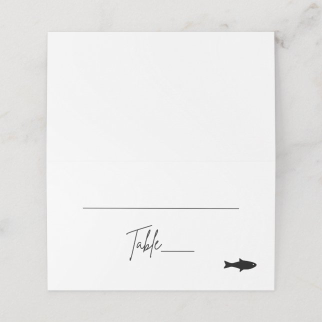 Mesa Cartão de Local Dobrado - Peixe (Exterior/Desdobrado)