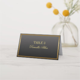 Mesa Cartão de Local Elegante Preto e Dourado