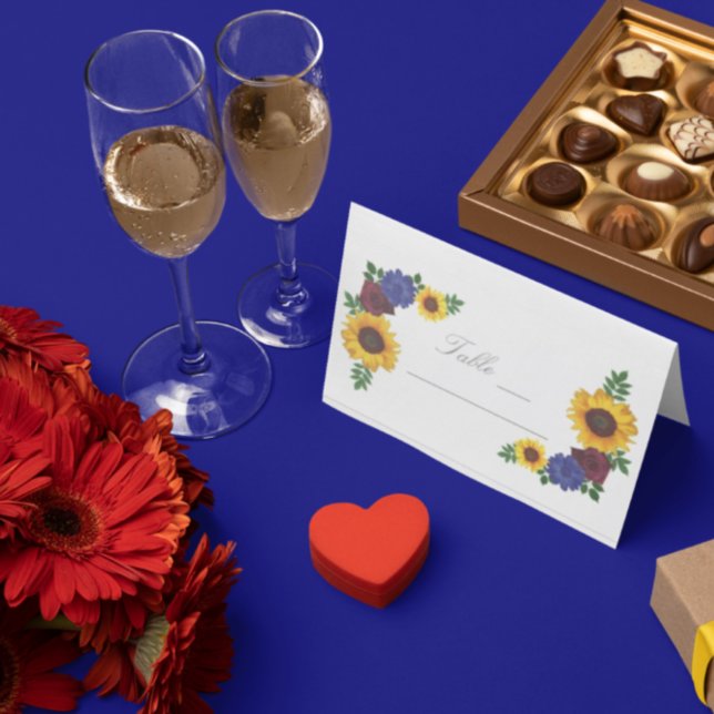 Mesa Cartão de Local Floral de Casamento de Girassol Ro (Criador carregado)