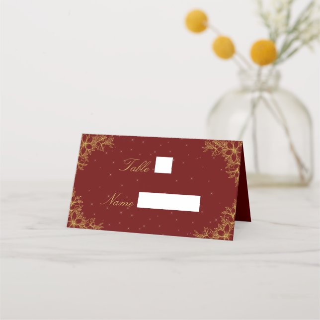 Mesa Cartão de Local Floral de Casamento Floral de Orna (Frente)