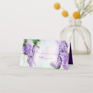 Mesa Cartão de Local para Flores Lilás Elegante