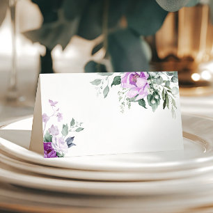 Mesa Cartão de Local para Flores Violetas Eucalyptus