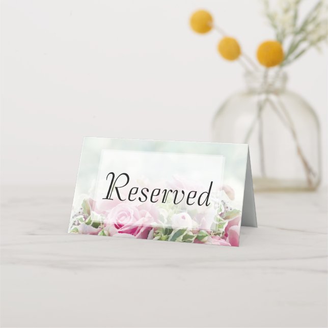 Mesa Cartão de Local Reservado para Casamento de Rosas  (Frente)
