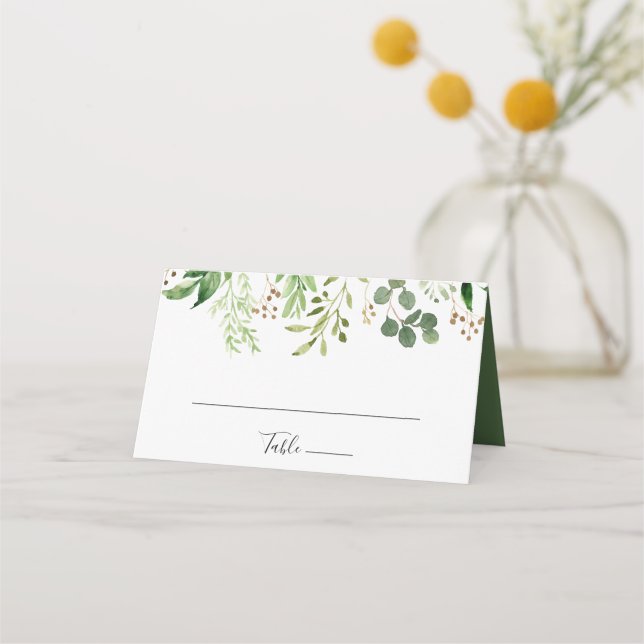 Mesa Cartão de Localidade Floral Simples de Eucalyptus  (Frente)