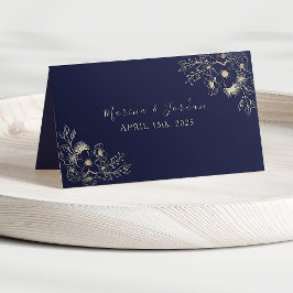 Mesa Cartão de Localização de Casamento Floral Azul Mar