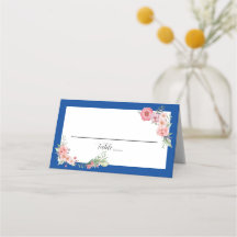 Cartão de Localização Floral Azul Real Casamento A