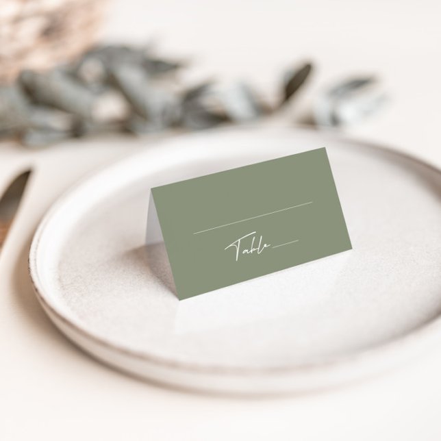 Mesa Cartão de Lugar Aberto de Casamento Verde Simples  (Criador carregado)