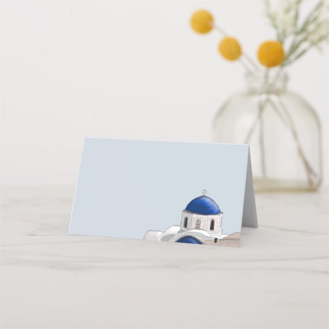 Mesa Cartão de lugar azul Santorini Simples - Azul Clar (Frente)