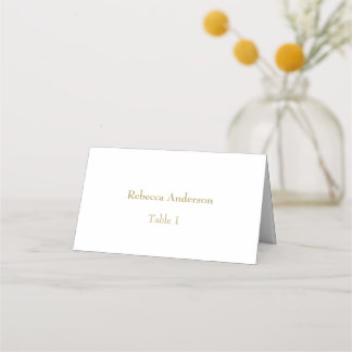 Mesa Cartão de lugar branco e dourado elegante