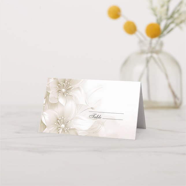 Mesa Cartão de Lugar das Flores Brancas de Marfim Elega (Frente)