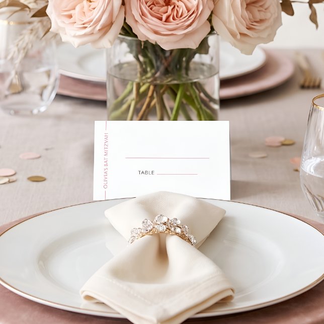 Mesa Cartão de lugar de Bat Mitzvah cor-de-rosa moderno (Criador carregado)