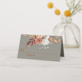 Mesa Cartão de lugar de casamento cinza floral de outon
