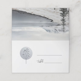 Mesa Cartão de lugar de casamento da paisagem de invern
