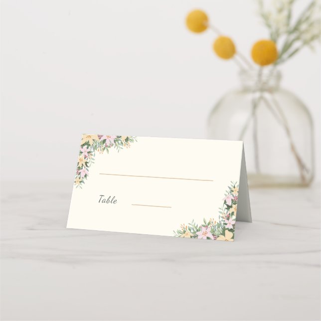 Mesa Cartão de lugar de casamento floral - estilo boho (Frente)