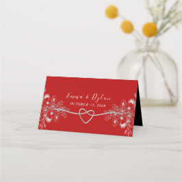Mesa Cartão de lugar de casamento vermelho