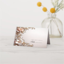 Mesa Cartão de lugar de flores rosa suave e branco