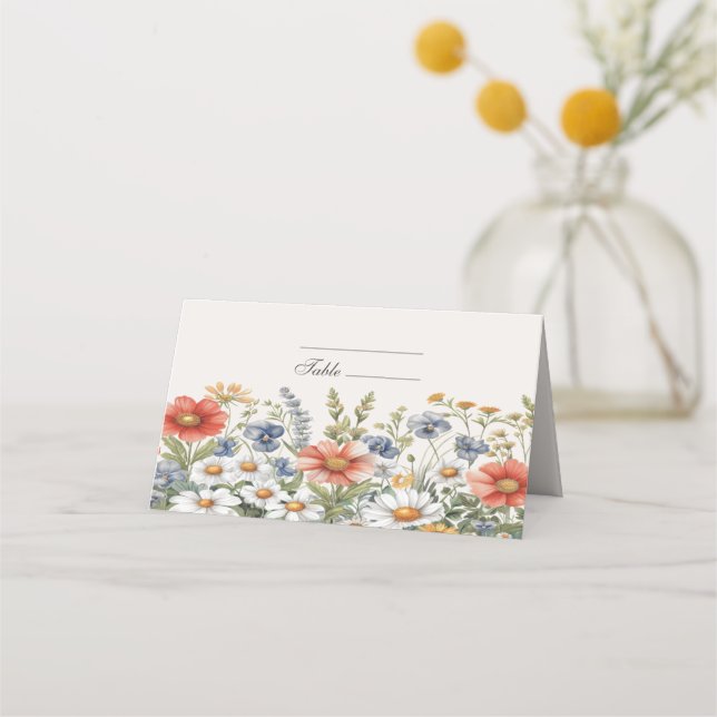Mesa Cartão de lugar de flores silvestres coloridas (Frente)