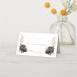 Mesa Cartão de lugar dobrado de Quinceañera preto e Dou