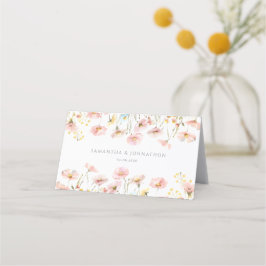 Mesa Cartão de lugar dobrado para casamento com flor si