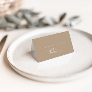Mesa Cartão de Lugar Dobrado para Casamento de Taupe Si