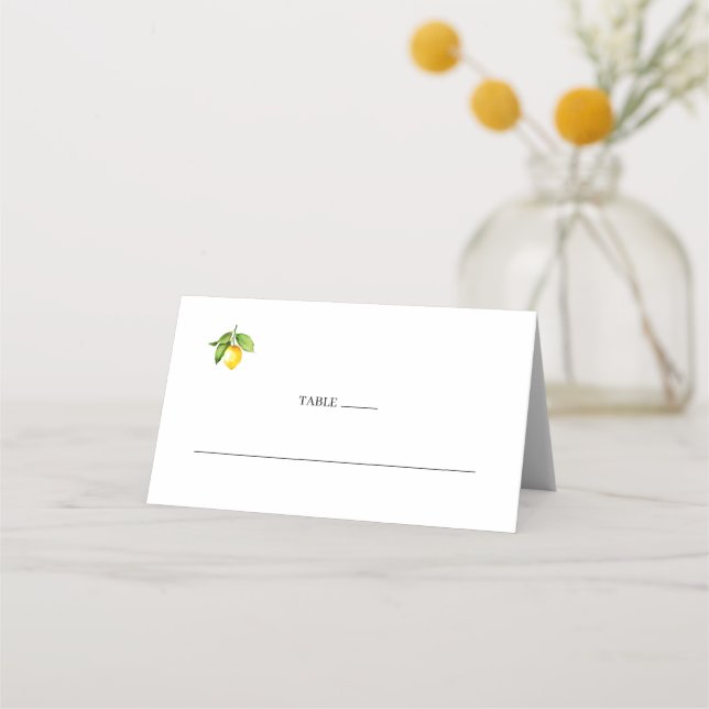 Mesa Cartão de Lugar Dobrado para Lemon Wedding (Frente)