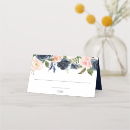Mesa Cartão de lugar elegante floral rosa azul naval