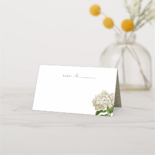 Mesa Cartão de lugar em branco com Hortênsia Branco Mar