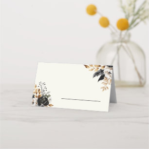 Mesa Cartão de lugar floral de luxo preto e dourado