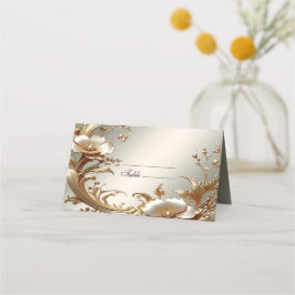 Mesa Cartão de lugar floral dourado