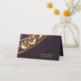 Mesa Cartão de lugar floral dourado ornamentado