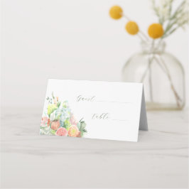 Mesa Cartão de lugar floral em aquarela pastel