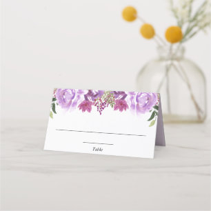 Mesa Cartão de lugar floral lavanda roxa elegante