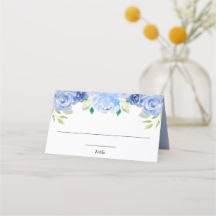 Mesa Cartão de lugar floral verde elegante branco azul
