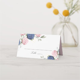 Mesa Cartão de lugar Hortênsia Azul Rosa Floral Elegant