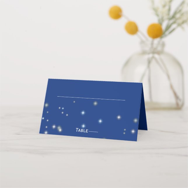 Mesa Cartão de lugar para casamento noturno Blue Starry (Frente)