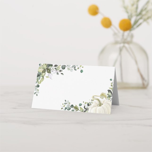 Mesa Cartão de lugar para Chá de Bebê de Abóbora Verde (Frente)