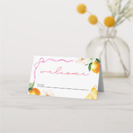 Mesa Cartão de lugar para chá de bebê Lemon & Bows