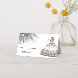 Mesa Cartão de lugar para garotas da Quinceañera Dourad