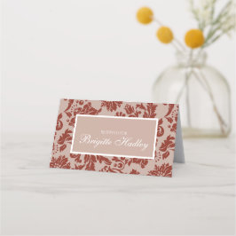 Mesa Cartão de lugar personalizado Burgundy damask