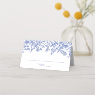 Mesa Cartão de lugar plano floral azul vintage elegante